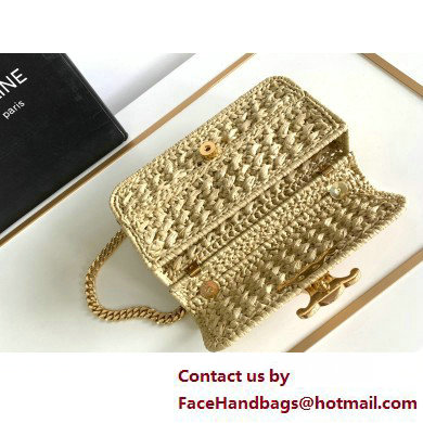 CELINE CHAIN SHOULDER BAG CLAUDE in RAFFIA EFFECT TEXTILE KHAKI 2025