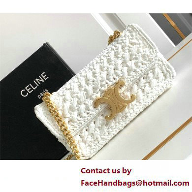 CELINE CHAIN SHOULDER BAG CLAUDE in RAFFIA EFFECT TEXTILE WHITE 2025