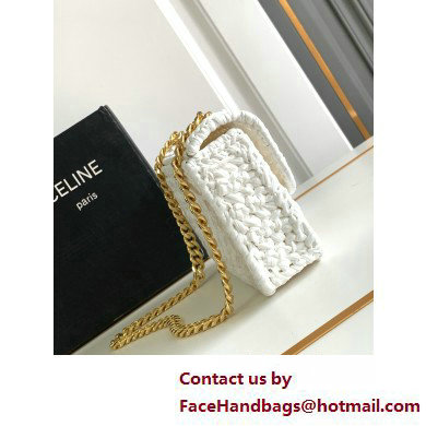 CELINE CHAIN SHOULDER BAG CLAUDE in RAFFIA EFFECT TEXTILE WHITE 2025