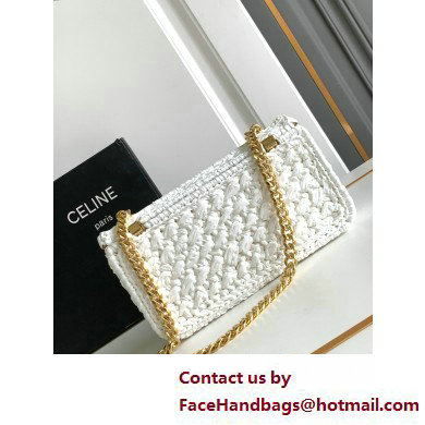 CELINE CHAIN SHOULDER BAG CLAUDE in RAFFIA EFFECT TEXTILE WHITE 2025