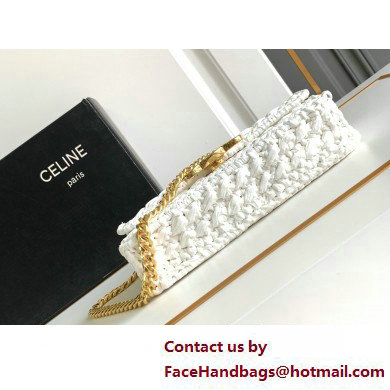 CELINE CHAIN SHOULDER BAG CLAUDE in RAFFIA EFFECT TEXTILE WHITE 2025