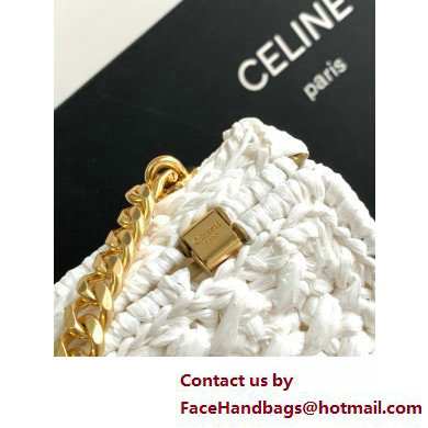 CELINE CHAIN SHOULDER BAG CLAUDE in RAFFIA EFFECT TEXTILE WHITE 2025