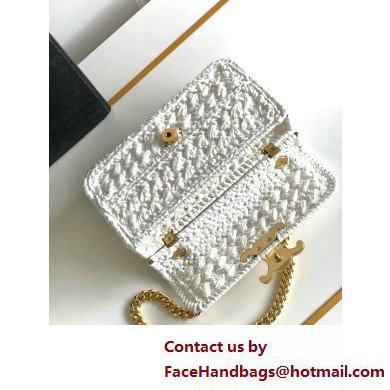 CELINE CHAIN SHOULDER BAG CLAUDE in RAFFIA EFFECT TEXTILE WHITE 2025