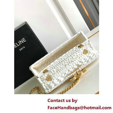 CELINE CHAIN SHOULDER BAG CLAUDE in RAFFIA EFFECT TEXTILE WHITE 2025