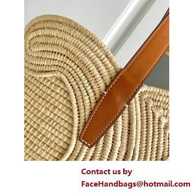 CELINE CLASSIC PANIER SMALL BRAIDED TRIOMPHE in RAFFIA and CALFSKIN Tan 2025