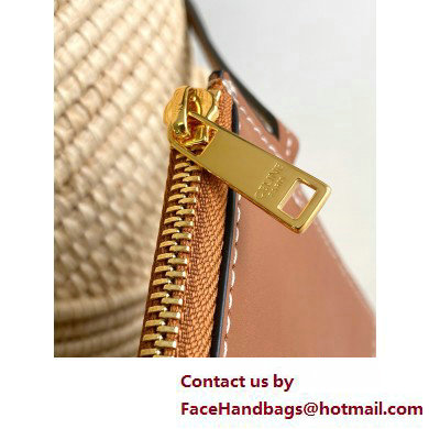 CELINE CLASSIC PANIER SMALL BRAIDED TRIOMPHE in RAFFIA and CALFSKIN Tan 2025