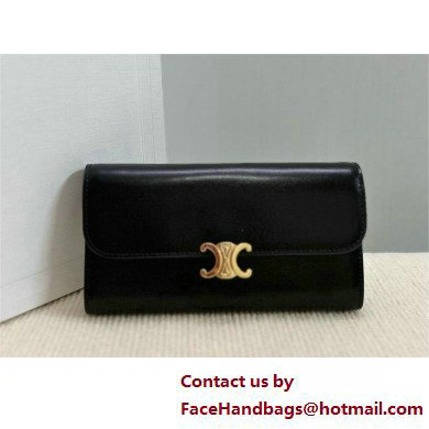 CELINE LARGE WALLET TRIOMPHE in Shiny calfskin Black 2025