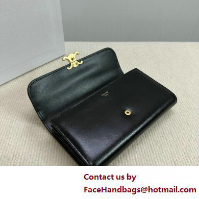 CELINE LARGE WALLET TRIOMPHE in Shiny calfskin Black 2025