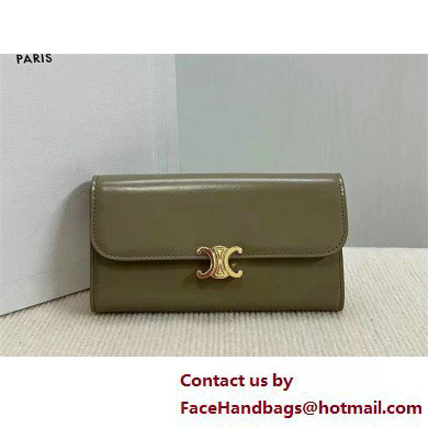 CELINE LARGE WALLET TRIOMPHE in Shiny calfskin GRAY 2025