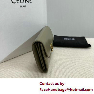 CELINE LARGE WALLET TRIOMPHE in Shiny calfskin GRAY 2025