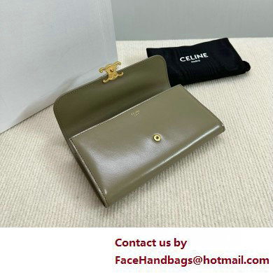 CELINE LARGE WALLET TRIOMPHE in Shiny calfskin GRAY 2025