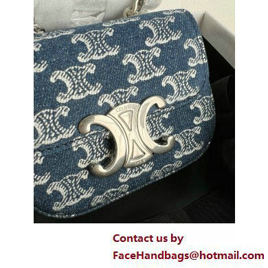 CELINE MINI CHAIN CLAUDE in DENIM WITH TRIOMPHE ALL-OVER Denim / Silver 2025