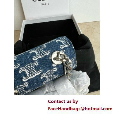 CELINE MINI CHAIN CLAUDE in DENIM WITH TRIOMPHE ALL-OVER Denim / Silver 2025