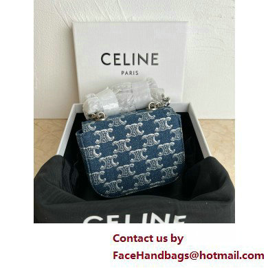 CELINE MINI CHAIN CLAUDE in DENIM WITH TRIOMPHE ALL-OVER Denim / Silver 2025