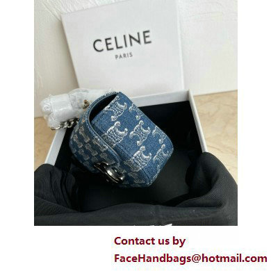 CELINE MINI CHAIN CLAUDE in DENIM WITH TRIOMPHE ALL-OVER Denim / Silver 2025