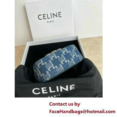 CELINE MINI CHAIN CLAUDE in DENIM WITH TRIOMPHE ALL-OVER Denim / Silver 2025