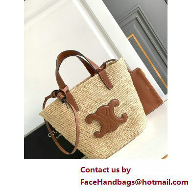 CELINE TEEN SUPPLE CLASSIC PANIER in Raffia and calfskin Tan 2025 - Click Image to Close