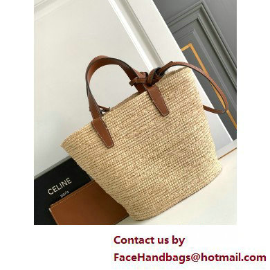 CELINE TEEN SUPPLE CLASSIC PANIER in Raffia and calfskin Tan 2025