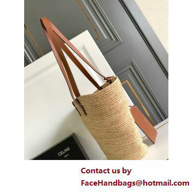 CELINE medium SUPPLE CLASSIC PANIER in Raffia and calfskin Tan 2025