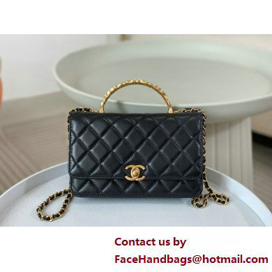 CHANEL BLACK Wallet on Chain IN Shiny Lambskin AP3944 2025 - Click Image to Close