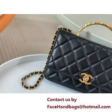 CHANEL BLACK Wallet on Chain IN Shiny Lambskin AP3944 2025