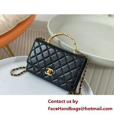 CHANEL BLACK Wallet on Chain IN Shiny Lambskin AP3944 2025