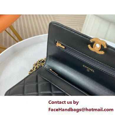 CHANEL BLACK Wallet on Chain IN Shiny Lambskin AP3944 2025