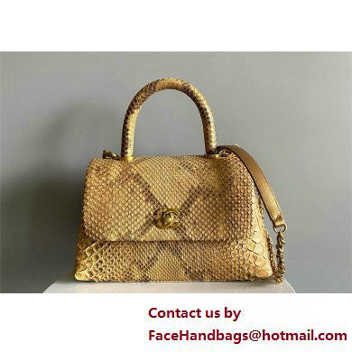 CHANEL COCO Top Handle Bag in python leather GOLD 2025