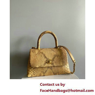 CHANEL COCO Top Handle Bag in python leather GOLD 2025