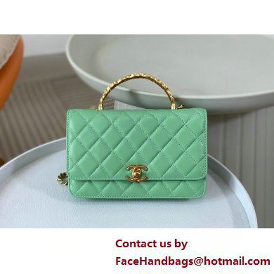 CHANEL GREEN Wallet on Chain IN Shiny Lambskin AP3944 2025