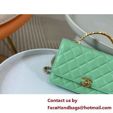 CHANEL GREEN Wallet on Chain IN Shiny Lambskin AP3944 2025