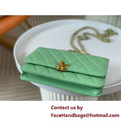 CHANEL GREEN Wallet on Chain IN Shiny Lambskin AP3944 2025