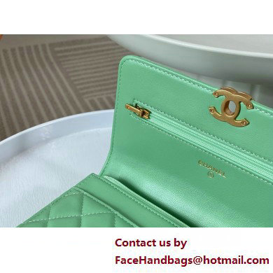 CHANEL GREEN Wallet on Chain IN Shiny Lambskin AP3944 2025