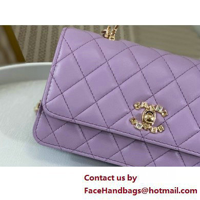 CHANEL LAMBSKIN Clutch with Chain AP3797 purple 2025 - Click Image to Close