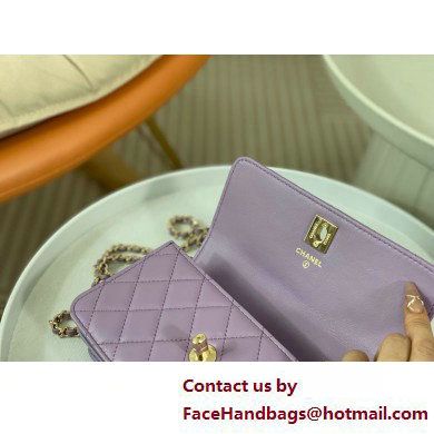 CHANEL LAMBSKIN Clutch with Chain AP3797 purple 2025