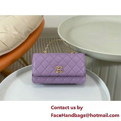 CHANEL LAMBSKIN Clutch with Chain AP3797 purple 2025