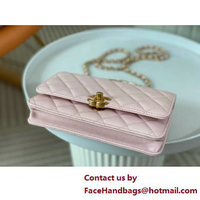 CHANEL Light Pink Wallet on Chain IN Shiny Lambskin AP3944 2025