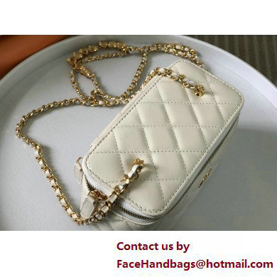 CHANEL Shiny Crumpled Calfskin Clutch with Chain AP3784 white 2025