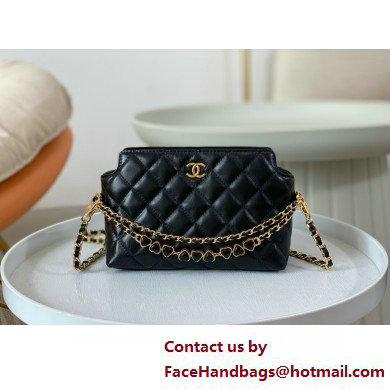 CHANEL Shiny Crumpled Calfskin Clutch with Chain AP3787 black 2025