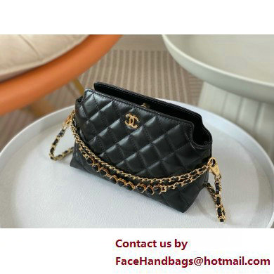 CHANEL Shiny Crumpled Calfskin Clutch with Chain AP3787 black 2025