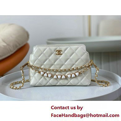 CHANEL Shiny Crumpled Calfskin Clutch with Chain AP3787 white 2025