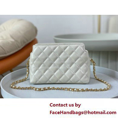 CHANEL Shiny Crumpled Calfskin Clutch with Chain AP3787 white 2025