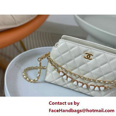 CHANEL Shiny Crumpled Calfskin Clutch with Chain AP3787 white 2025