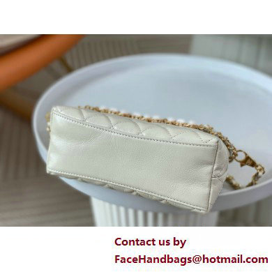 CHANEL Shiny Crumpled Calfskin Clutch with Chain AP3787 white 2025