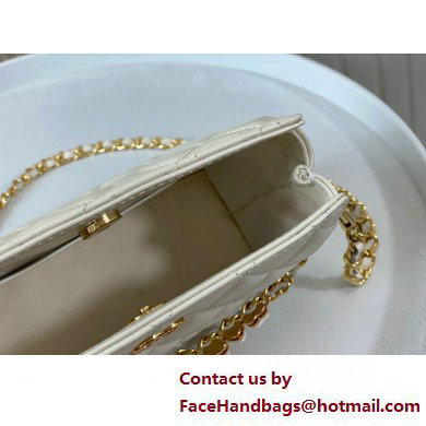 CHANEL Shiny Crumpled Calfskin Clutch with Chain AP3787 white 2025