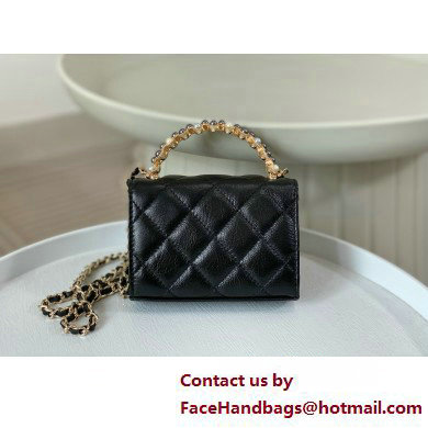 CHANEL Shiny Crumpled Lambskin small Clutch with Chain AP3802 black 2025 - Click Image to Close