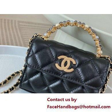 CHANEL Shiny Crumpled Lambskin small Clutch with Chain AP3802 black 2025