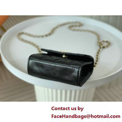 CHANEL Shiny Crumpled Lambskin small Clutch with Chain AP3802 black 2025