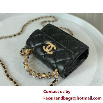 CHANEL Shiny Crumpled Lambskin small Clutch with Chain AP3802 black 2025