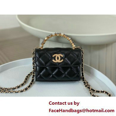 CHANEL Shiny Crumpled Lambskin small Clutch with Chain AP3802 black 2025